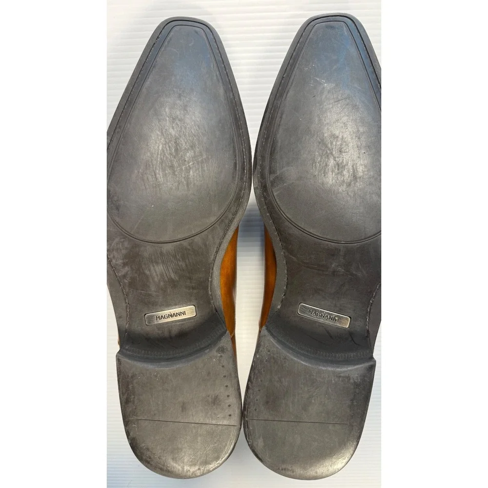 Magnanni 11.5 M Cognac Brown Cap Toe Oxford Dress Shoes Leather Made Spain